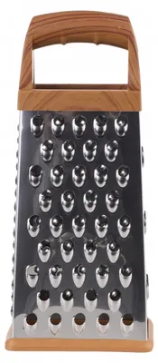 Obrázek produktu pro Čtvercové struhadlo z nerezové oceli, 24 cm – multifunkční kuchyňské struhadlo se 4 stranami, struhadlo na zeleninu a sýr s protiskluzovou základnou, ergonomická rukojeť, stříbrné