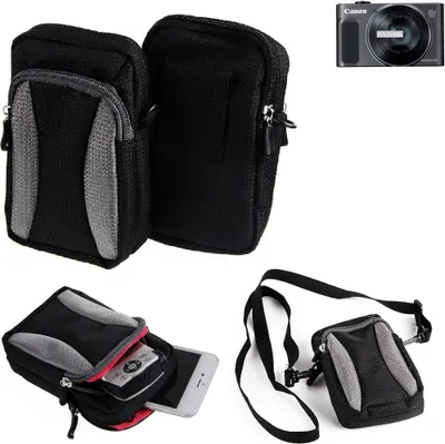 Produktbild von K-S-Trade Fototasche kompatibel mit Canon PowerShot SX620 HS Gürtel-Tasche Holster Umhänge Tasche Kameratasche, schwarz-grau Brust-Beutel
