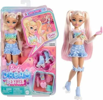 Produktbild von Barbie Dream Besties „Malibu“ Rollschuh-Modepuppe mit 9 Teilen zum Thema Make-up, Modepuppe, Weiblich, 4 Jahr(e), Mädchen, 127,5 mm, Mehrfarbig