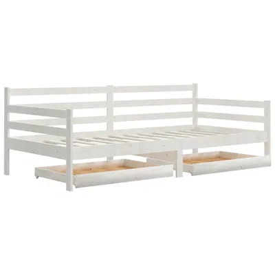 Obrázok produktu pre Denná posteľ so zásuvkami 90x200 cm, biela, borovicový masív
