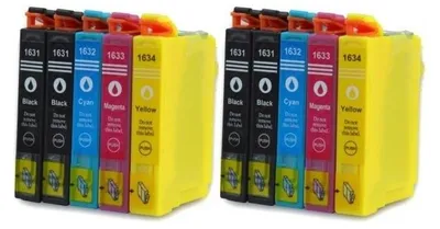 Produktbild von 10 kompatible Druckerpatronen T16 XL für Epson WF-2010 2110 2500 2510 2520 2530 2540 2630 2650 2660 2700 2750 2760 - 2 x bk, je 2 x c, m, y