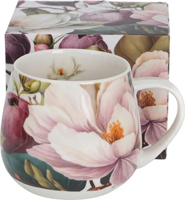 Produktbild von Duo | Porzellantasse - 430 ml - Weiß mit Magnolien - Elegante Kaffeetasse - Geschenkidee