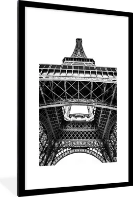 Produktbild von MuchoWow® Gerahmtes Poster Unter dem Eiffelturm 60x90 cm - Poster mit Schwarzem Bilderrahmen Wandposter Rahmen Foto Bilder - Dekoration - Wandposter Wohnzimmer - Hochwertig