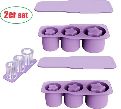 Produktbild von 2er Silikon Eiswürfelform mit Deckel,Großes Fassungsvermögen,Eisform, Leicht zu Entformen,Lebensmitteltaugliches Material,Eiswürfelschale,lila