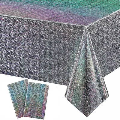 Immagine prodotto di Tovaglia usa e getta, 2 pezzi, per birreria, in plastica, 137x274 cm, colore argento, impermeabile