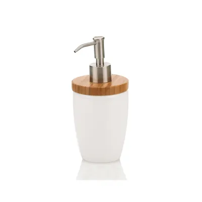 Produktbild von Kela Seifenspender Natura Keramik weiß Bambus 17,5cmh 8cmØ 350ml, 18596