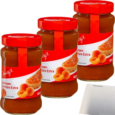 Produktbild von Jeden Tag Konfitüre Extra Aprikose 3er Pack (3x450g Glas) + usy Block
