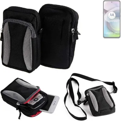 Produktbild von K-S-Trade Holster Schutz Hülle kompatibel mit Motorola Moto G 5G (2024) Handy Hülle Gürteltasche Umhängetasche mit Zusatzfach schwarz