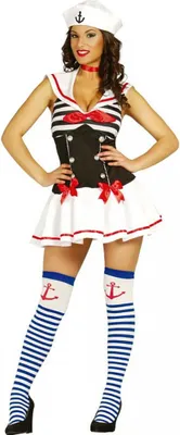 Produktbild von Schwarz-weißes Matrosin Kostüm für Fasching Größe: L