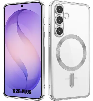 Image de Coque pour Samsung Galaxy S26 Plus, Protection Antichoc Contour Chromé Argenté avec Cercle Magnétique