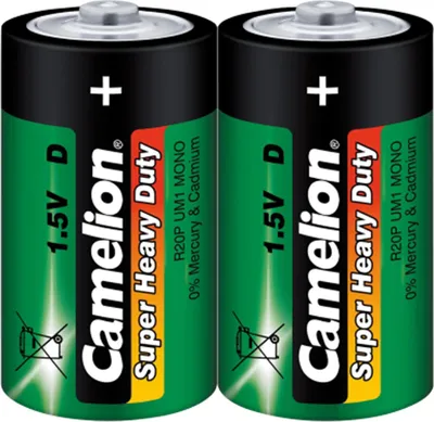 Produktbild von Mono-Batterie CAMELION Super Heavy Duty, 1,5 V, Typ D/R20, 2er Pack