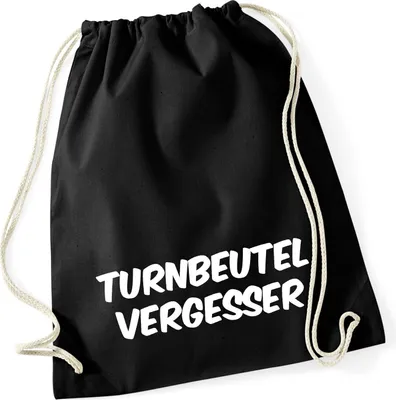 Produktbild von Huuraa Turnbeutel Turnbeutelvergesser Schriftzug 12 Liter Black Baumwolle Rucksack Geschenkidee