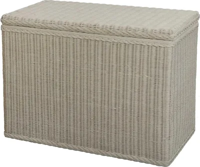 Produktbild von KRINES HOME Wäschesortierer aus echtem Rattan mit 3 Fächern / Wäschesammler, Wäschetruhe unterteilt (Weiss)