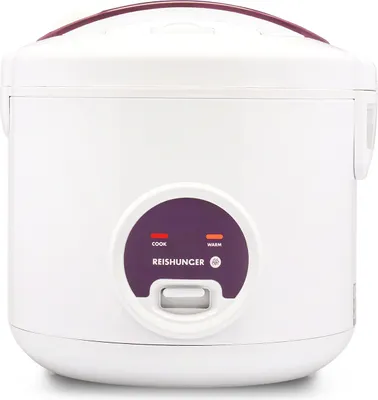 Produktbild von REISHUNGER Reiskocher & Dampfgarer mit Keramikbeschichtung, Weiß, 1,8L - bis zu 10 Portionen - Schnelle Zubereitung ohne Anbrennen
