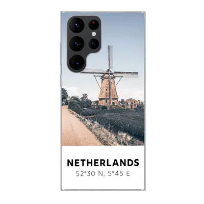 Produktbild von MuchoWow® Handyhülle Schutzhülle Hülle für Samsung Galaxy S22 Ultra Niederlande - Mühle - Wiese Silikon Softcase Handy Hülle - Abbildung