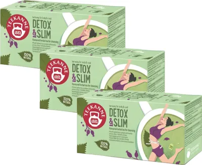 Produktbild von Teekanne Detox & Slim Kräutertee 3x 20 Teebeutel - Brennnessel Grüner Tee
