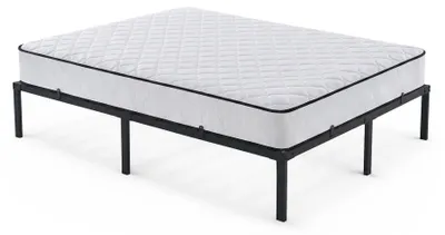 Zdjęcie produktu dla Łóżko Metalowe 140x190 cm z Materacem Łóżko Gościnne Składane Metalowy Stelaż i Rama Czarne 9 nóżek 20 listew
