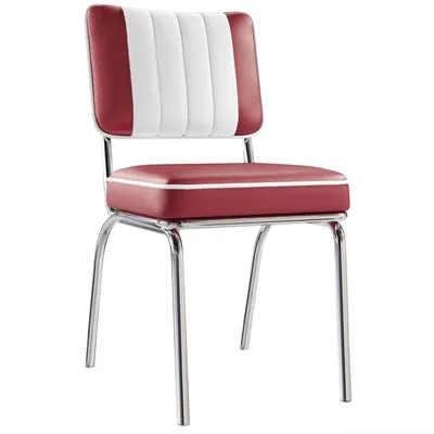 Produktbild von 2er-Set DINER STEEL CHROME | Dinerstuhl | Rot | Leder | American Diner Stuhl, American Stuhl