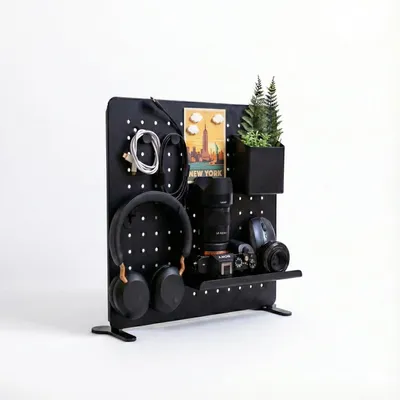 Produktbild von Metall-Toolboard Organizer zum Aufstellen mit Zubehör 37 x 37 cm Schwarz