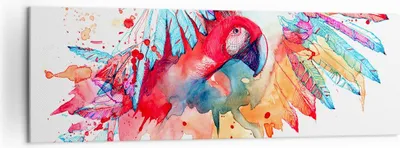 Produktbild von Bild auf Leinwand - Leinwandbild - Natur Malerei Papagei Kinder - 160x50cm - Wand Bild - Wanddeko - Leinwanddruck - Bilder - Kunstdruck - Wanddekoration - Leinwand bilder - Wandkunst - AB160x50-3094
