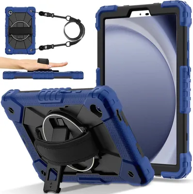 Produktbild von Robot Hybrid Hülle für Samsung Galaxy Tab A11 mit Halter & Schultergurt Blau