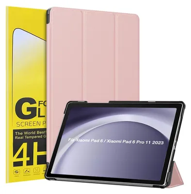 Produktbild von Schutzhülle + 2x 4H Displayfolie für Xiaomi Pad 6 / 6 Pro 11.0 Zoll Cover Case Schutz Tablet Farbe: Rosegold