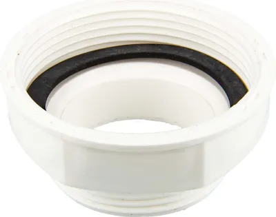 A white plumbing fitting with a black rubber seal.