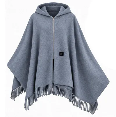 Produktbild von Heizdecke mit akku, beheizbarer Umhang mit Reißverschluss, 3 Heizmodi, tragbare Wärmedecke für Winter und Camping