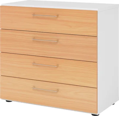 Produktbild von bümö smart Schubladen Schrank - 4 Schübe - Nachbildung: Weiß/Buche