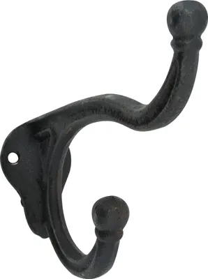 Wandhaken-Gusseisen-doppelhaken-schwarz
