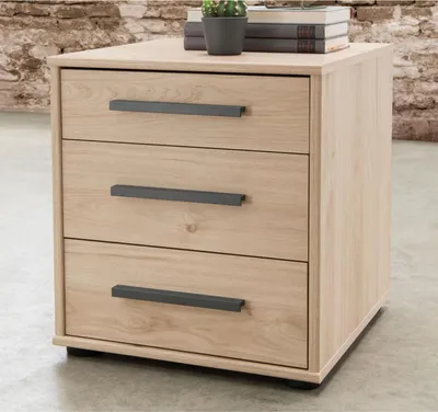 Produktbild von WIEMANN Nachttisch Brüssel 3 Schubladen Steineiche Nachbildung 60 cm