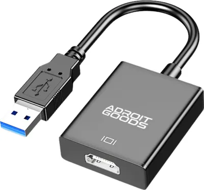 Produktbild von AdroitGoods USB 3.0 zu HDMI - USB Display Adapter Kabel - HDMI Konverter - USB-A zu HDMI - Schwarz