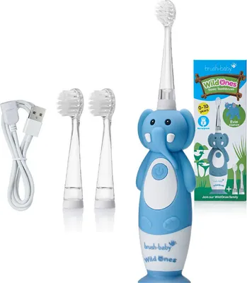 Produktbild von Brush-Baby WildOnes Elektrische Kinderzahnbürste, für Kinder von 0-10 Jahren, Elefantenmotiv