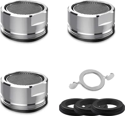 Produktbild von 3 Stück - Perlator - Strahlregler - M24 - Universal - Wassersparend - Strahlregler - Mit verschiedenen Aufsätzen - Perlatoraufsatz für - Edelstahl