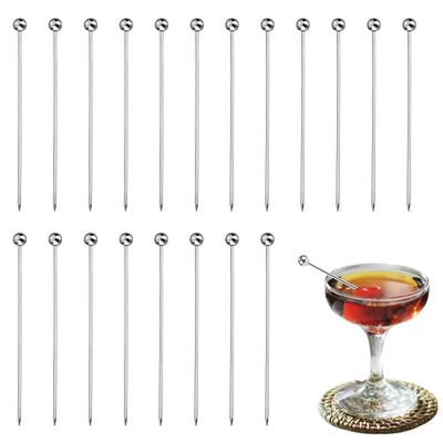 Cocktailspieße aus Edelstahl, 20 Stück, 11 cm, wiederverwendbar