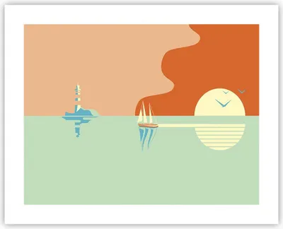 Produktbild von Poster - Poster ohne Rahmen - Sonne Segelschiff Laterne - 50x40 cm - Wand Bild - Wanddeko - Wandbilder - Kunstposter - Wandposter - Bilder - Kunstdruck - Wanddekoration - Wandbild - P2XAA50x40-4888