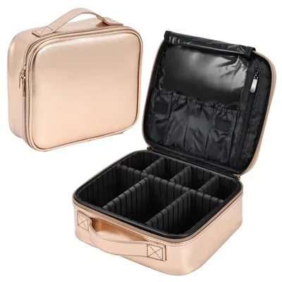 Produktbild von Rosa Gold Make-up Tasche mit Fächern zur Organisation