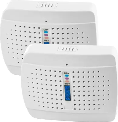 Produktbild von Zwei kleine Luftentfeuchter, geeignet für Badezimmer, Kleine Zimmer usw.; rostfrei.