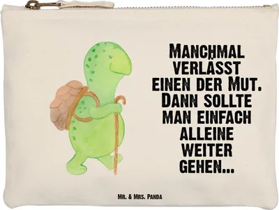 Produktbild von Mr. & Mrs. Panda Etui Schildkröte Wanderer Größe M - Weiß - Geschenk, Motivationsspruch, Rucksack, Schildkröten, Kulturtasche, Schlampermäppchen, Waschbeutel, Pouch