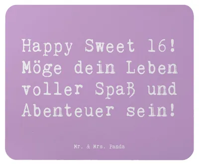 Produktbild von Mr. & Mrs. Panda Mousepad Spruch 16. Geburtstag Glück - Lavendeltraum - Geschenk, Mauspad, süßes sechszehntes, Mouse Pad, laptop, speziell, Happy Birthday, mausteppich