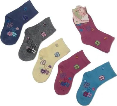 Image de Chaussettes pour filles Baolly à fleurs C4278 - 5 paires