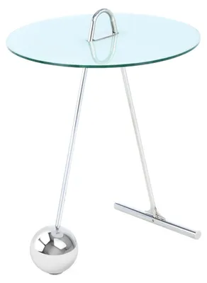 Produktbild von Padiro Beistelltisch rund Ø 46 x 60 cm - Silber/Weiß - modern, Art-déco-Glamour-Look - Marmormuster - Glastischplatte - Stahlgestell
