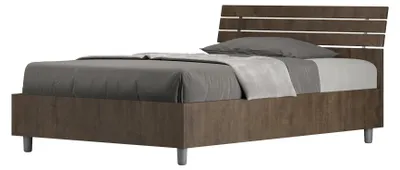 Immagine prodotto di Letto 1 Piazza e Mezzo 120x200 cm con Rete e Contenitore Testata Doghe Inclinata Ankel Noce