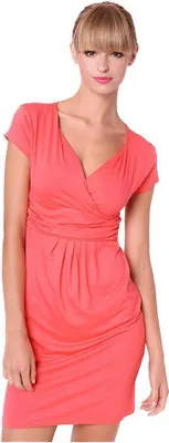 Immagine prodotto di Mini abito da donna MAMA con scollo a V per la maternità; corallo XL/XXL 42/44
