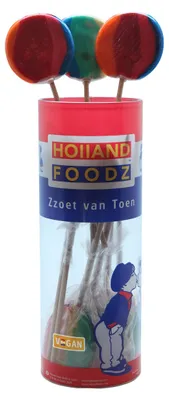Obrázek produktu pro Holland Foodz duhová lízátka s ovocnými příchutěmi 50g 10 kusů