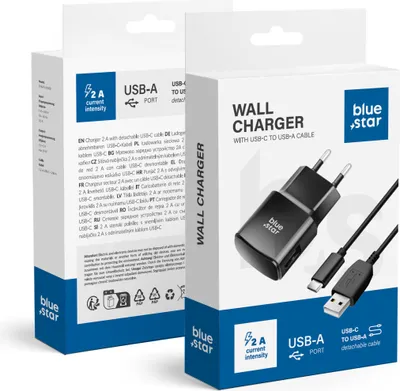 Zdjęcie produktu dla Ładowarka NETZ uniwersalna 2A z wtyczką USB typu C - Blue Star