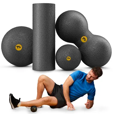 Produktbild von TREX SPORT Mini Faszienrolle Massageball 4er Set TX-025EPS |EPP Massagerolle, Massagebälle | Triggerpunkt, Rückenmassage, Selbstmassage, Tragetasche