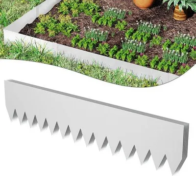 Produktbild von Metallene Grasrandeisen – Verzinkt & Roestfeste – Flexibele Schenkelverschluss für Garten, Rasen & Blumenzonen – Silber – 5 m