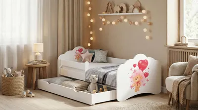 Obrázok produktu pre Detská postieľka Happy Babies Mobi – s matracom, zásuvkou a ochranou proti vypadnutiu, 80x160, detská postieľka pre dievčatá a posteľ pre chlapcov/mládež. (08)