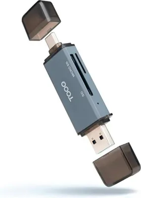 Obrázek produktu pro TooQ TQR-3001G, MicroSD (TransFlash), SD, Šedá, Hliník, USB 3.0 Type-A/Type-C, 80 mm, 21 mm